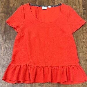 Anthropologie Postmark Orange Cascata Ruffle Top
